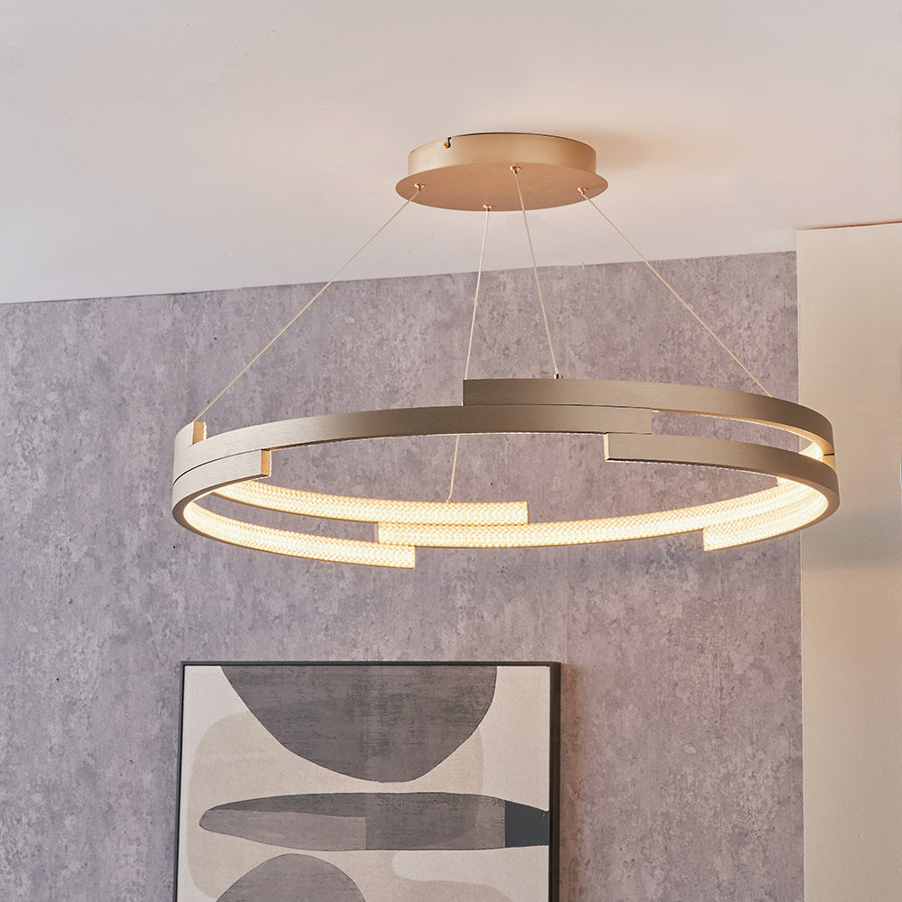 Sienna Champagne Gold & Crystal LED Ring Pendant Light
